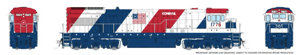 PRE-ORDER: Rapido 43111 - GE U34CH (DC Silent) Conrail (CR) 1776 Bicentennial - HO Scale