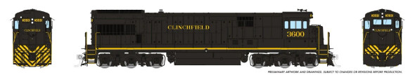 PRE-ORDER: Rapido 43606 - GE U36C (DCC and Sound) Clinchfield (CRR) 3603 - HO Scale