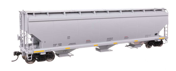 Walthers Mainline 910-7755 - 60' NSC 5150 3-Bay Covered Hopper Data Only (gray) - HO Scale