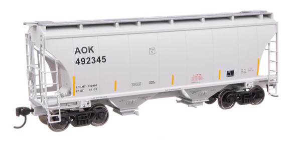 Walthers Mainline 910-49301 - 39' Trinity 3281 2-Bay Covered Hopper Arkansas-Oklahoma Railroad (AOK) 492345 - HO Scale