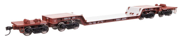 Walthers Mainline 910-50236 - 81' 8-Axle Depressed Center Flatcar Southern (SOU) 50031 - HO Scale