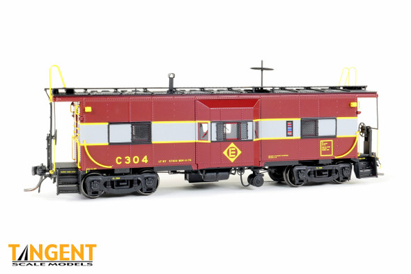 Tangent Scale Models 60712-01 - Erie ICC Bay Window Caboose Erie Lackawanna (EL) C304 “Gray & Maroon 11-1973” - HO Scale