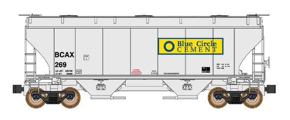 InterMountain 669014-03 - Trinity 3281 Covered Hopper Blue Circle Cement (BCAX) 210 - N Scale