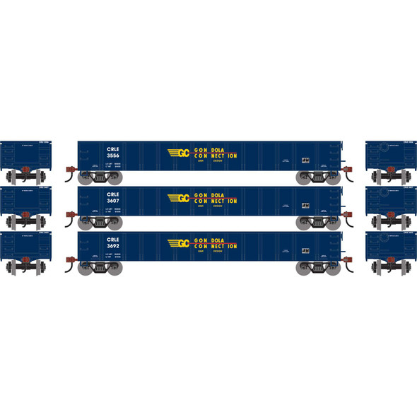 Athearn 1873 - 52' Mill Gondola (3) Coe Rail (CRLE) 3556/3607/3692 - HO Scale