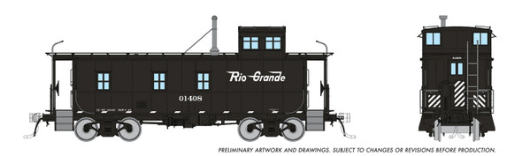 Rapido 225004 - End Cupola As-built Steel Caboose: Black Scheme Denver & Rio Grande Western (D&RGW) 1416 - HO Scale