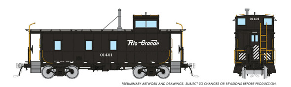 Rapido 225008 - End Cupola Steel Caboose w/ Early Mods: Black Scheme Denver & Rio Grande Western (D&RGW) 1406 - HO Scale
