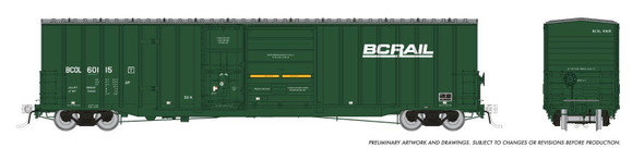 Rapido 191002A-60139 - Trenton Works 6637cuft Boxcar British Columbia Railway (BCOL) 60139 As-Delivered - HO Scale
