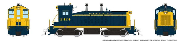 Rapido 27563 - EMD SW9 (DCC and Sound) Atchison, Topeka and Santa Fe (ATSF) 2428 - HO Scale