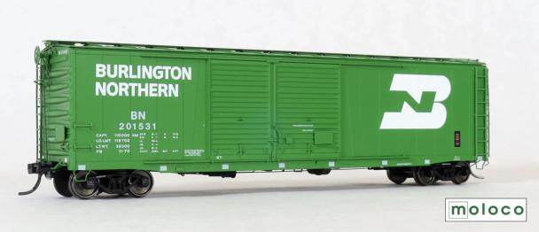 Moloco 70510-02 - St. Cloud built 50' XM 15-0 Double-slider offset Boxcar Burlington Northern (BN) 201531 - HO Scale