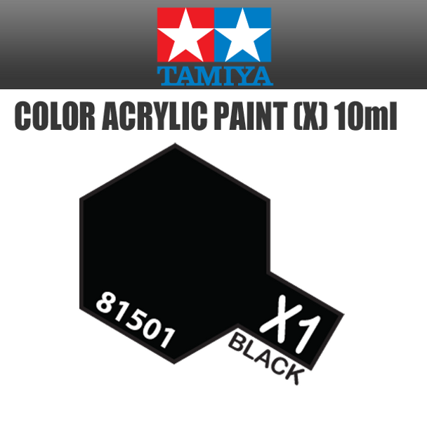 TAMIYA 81501 - Acrylic Mini X-1 Black - 10ml Bottle