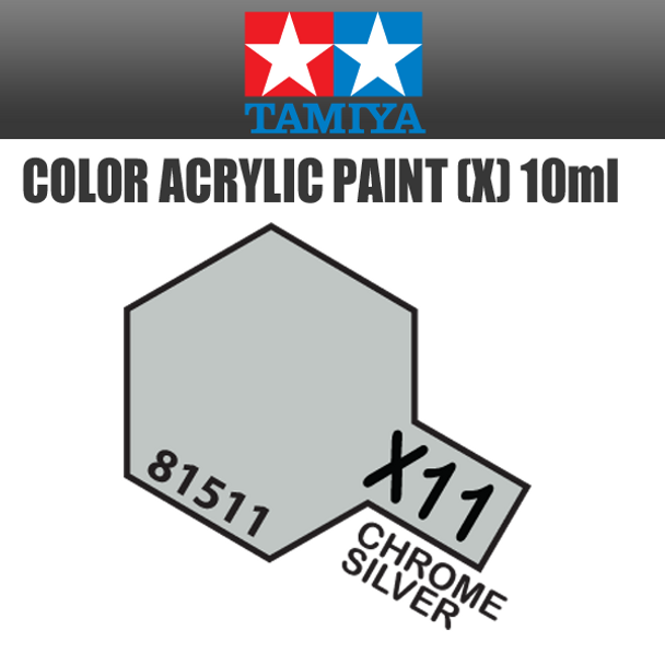 TAMIYA 81511 - Acrylic Mini X-11 Chrome Silver - 10ml Bottle