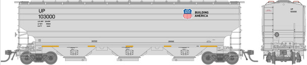 PRE-ORDER: Jackson Railcar H501024 - Trinity 5239 3-Bay Covered Hopper Union Pacific (UP) 103355 High Markings (White) - HO Scale