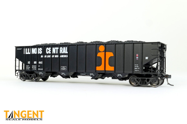 Tangent Scale Models 32113-05 - "Delivery Black 1969" IC Centralia Shops 3834CuFt Quad Coal Hopper Illinois Central (IC) 85046 - HO Scale