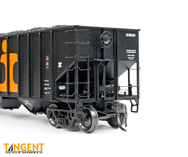 Tangent Scale Models 32113-08 - "Delivery Black 1969" IC Centralia Shops 3834CuFt Quad Coal Hopper Illinois Central (IC) 85238 - HO Scale