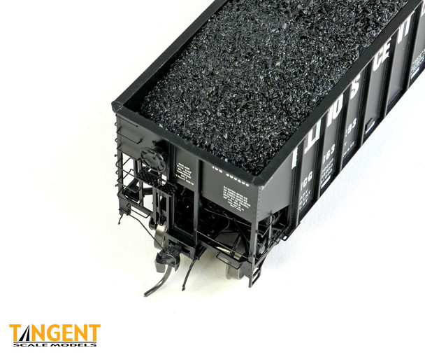 Tangent Scale Models 32114-14 - "Delivery Black 1977" IC Centralia Shops 3834CuFt Quad Coal Hopper Illinois Central Gulf (ICG) 363165 - HO Scale