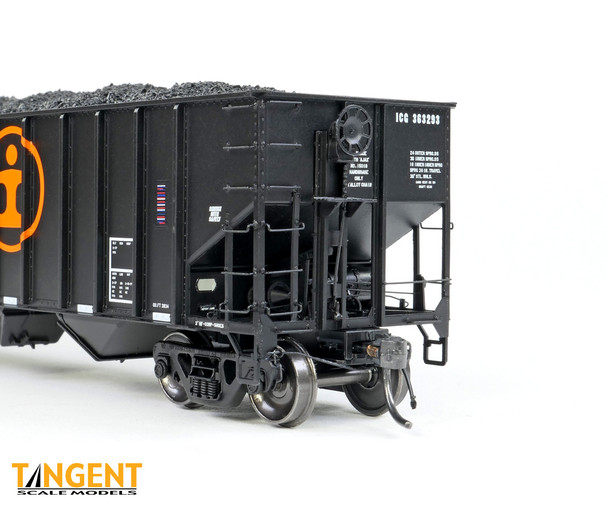 Tangent Scale Models 32114-18 - "Delivery Black 1977" IC Centralia Shops 3834CuFt Quad Coal Hopper Illinois Central Gulf (ICG) 363220 - HO Scale