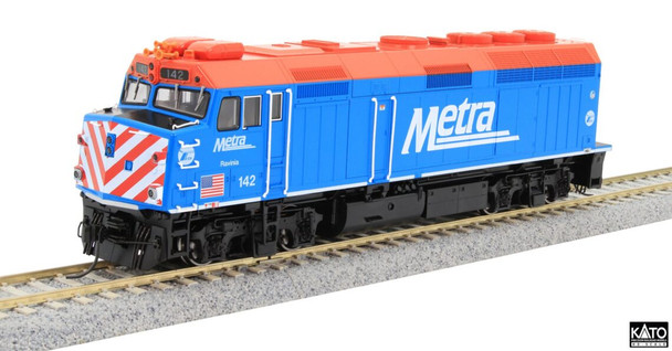 Kato 37-6574-S - EMD F40PH Chicago Metra Standard Paint w/ Ditch Lights (DCC and Sound) Metra (METX) 143 Ravinia - HO Scale