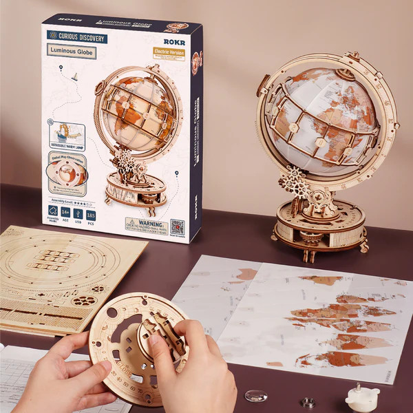 Robotime ST003D - ROKR Luminous Globe 3D Wooden Puzzle ST003D