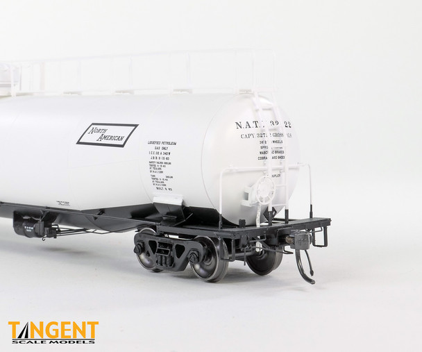 Tangent Scale Models 31160-03 -  “White Lease Delivery 1963” NACC 1963 Design 33,000 Gallon Dual Diameter LPG/AA Tank Car North American Tank Car (NATX) 32020 - HO Scale