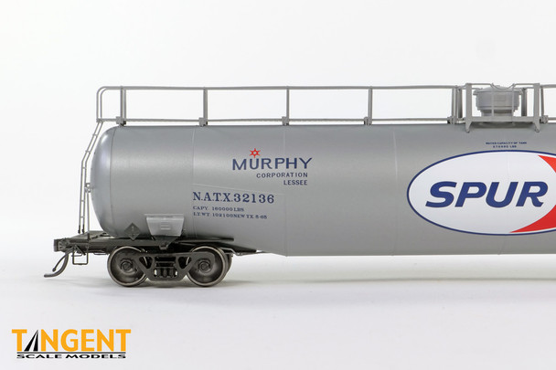Tangent Scale Models 31162-03 -  “Murphy SPUR Delivery 1965” NACC 1963 Design 33,000 Gallon Dual Diameter LPG/AA Tank Car North American Tank Car (NATX) 32141 - HO Scale