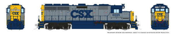 PRE-ORDER: Rapido 1078005 - EMD GP40 (DC Silent) CSX (CSXT) YN1 6595 - HO Scale