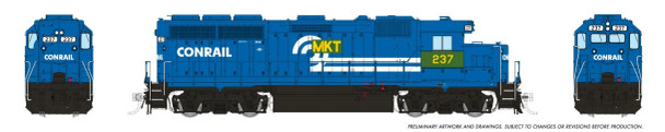 PRE-ORDER: Rapido 1078024 - EMD GP40 (DC Silent) Missouri-Kansas-Texas (MKT) 237 Conrail Patch - HO Scale