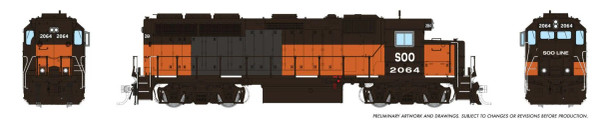 PRE-ORDER: Rapido 1078537 - EMD GP40 (DCC and Sound) Soo Line (SOO) 2064 - HO Scale