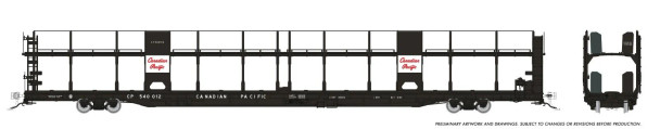 PRE-ORDER: Rapido 1024001 - NSC 89' Bi-Level Autorack (6-Pack) Canadian Pacific (CP) 540012, 540020, 540035, 540051, 540056, 540093 Script - HO Scale