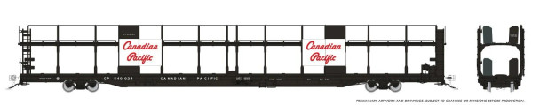 PRE-ORDER: Rapido 1024002A-540052 - NSC 89' Bi-Level Autorack Canadian Pacific (CP) 540052 Script w/ large panel - HO Scale