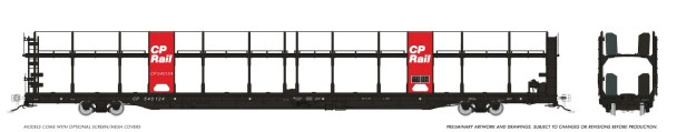 PRE-ORDER: Rapido 1024004A-540113 - NSC 89' Bi-Level Autorack Canadian Pacific (CP) 540113 Red Panel - HO Scale
