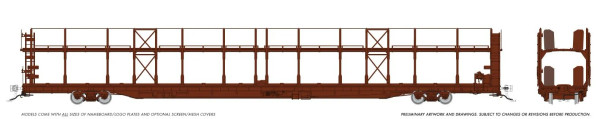 PRE-ORDER: Rapido 1024098 - NSC 89' Bi-Level Autorack Unlettered Brown - HO Scale
