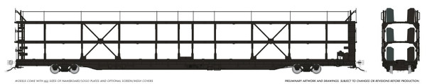 PRE-ORDER: Rapido 1024199 - NSC 89' Tri-Level Autorack Unlettered Black - HO Scale