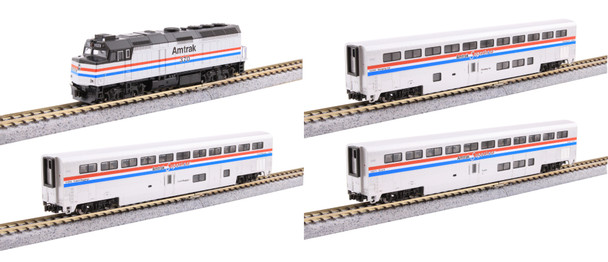 Kato 106-3530-S-1 - N Amtrak F40PH & Superliner Phase III 4-Unit Set  with Interior Lighting Installed (DCC and Sound) Amtrak (AMTK) 370, 32064, 31005, 34071 - N Scale