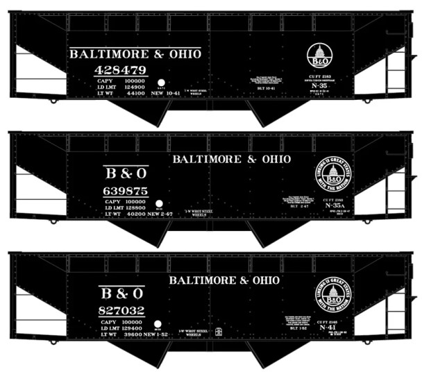 Accurail 8190 - 50-Ton Offset Twin Hopper 3-Car Set Baltimore & Ohio (B&O)  - HO Scale Kit