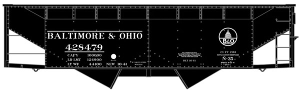Accurail 81901 - 50-Ton Offset Twin Hopper Baltimore & Ohio (B&O) Class N-35 #428479 "Wartime Kuhler" - HO Scale Kit