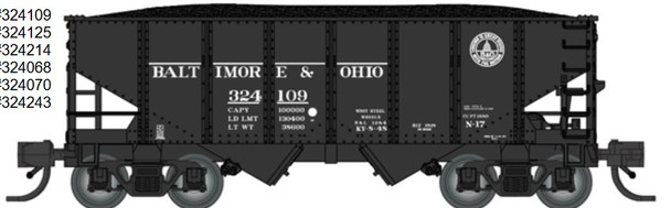 PRE-ORDER: Bluford Shops 60551 - 30'6" USRA 2-Bay Hopper Baltimore & Ohio (B&O) 324125 - N Scale
