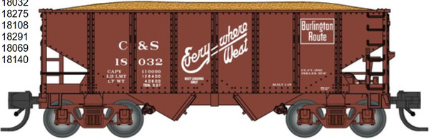 PRE-ORDER: Bluford Shops 60588 - 30'6" USRA 2-Bay Hopper Colorado and Southern (C&S) 18140 - N Scale