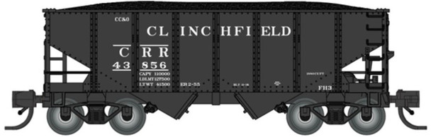 PRE-ORDER: Bluford Shops 60597 - 30'6" USRA 2-Bay Hopper Clinchfield (CRR) 45138 - N Scale