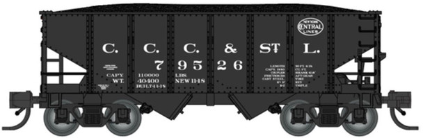 PRE-ORDER: Bluford Shops 60608 - 30'6" USRA 2-Bay Hopper Cleveland Cincinnati Chicago & St. Louis (CCC&STL) 79952 - N Scale
