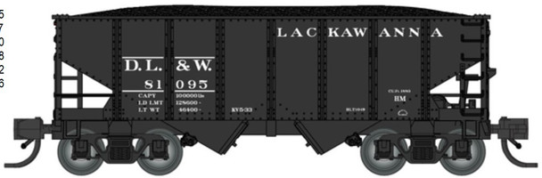 PRE-ORDER: Bluford Shops 60614 - 30'6" USRA 2-Bay Hopper Delaware, Lackawanna & Western (DL&W) 81350 - N Scale