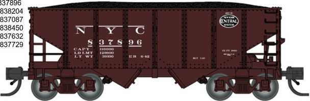 PRE-ORDER: Bluford Shops 60665 - 30'6" USRA 2-Bay Hopper New York Central (NYC) 838450 - N Scale