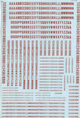 Microscale 70025 - Alphabet Decals Condensed Gothic (red)  - N Scale