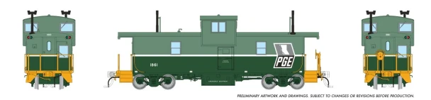 PRE-ORDER: Rapido 1101004 - Squamish Caboose Pacific Great Eastern (PGE) Two-Tone Green / Grey Map: #1861 - HO Scale