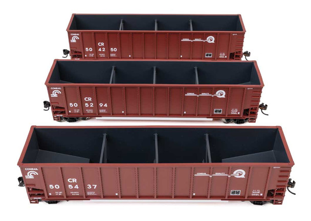 Walthers Mainline 910-55916 - 50' Bethgon Coalporter Gondola 3-Pack Conrail (CR) #505591, #505745, #506069 - HO Scale
