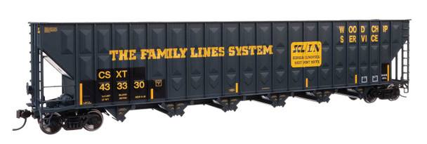 Walthers Mainline 910-56378 - 73' Greenville 7,000 Cubic Foot Wood Chip Hopper CSX (CSXT) #433330 (Patched Family Lines L&N/FLS) - HO Scale