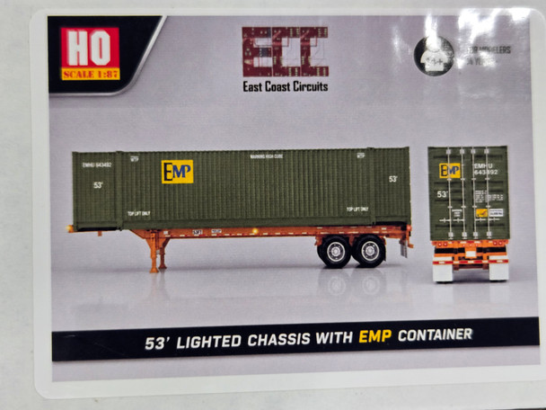 East Coast Circuits 2025-E - EMP 53' Container w/ Lt'd Orange Chassis  - HO Scale