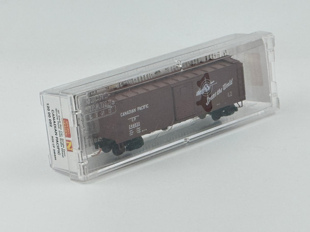 Pre-Owned: Micro-Trains 40’ Steel Box Car, Single Door, Murphy Roof, Side Brake Wheel Canadian Pacific 246830 - N Scale