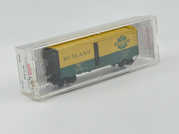 Pre-Owned: Micro-Trains 40’ Standard  Box Car, Single Door Rutland 100 - N Scale