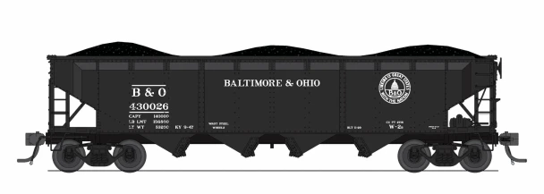 PRE-ORDER: Broadway Limited 10365 - ARA 70-ton 4-Bay Hopper (6-PACK) Baltimore & Ohio (B&O) W2b, "13 Great States", 6-pack A - N Scale