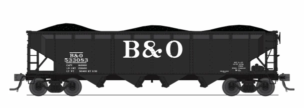 PRE-ORDER: Broadway Limited 10367 - ARA 70-ton 4-Bay Hopper (6-PACK) Baltimore & Ohio (B&O) W2b, Big "B&O" Scheme, 6-pack A - N Scale